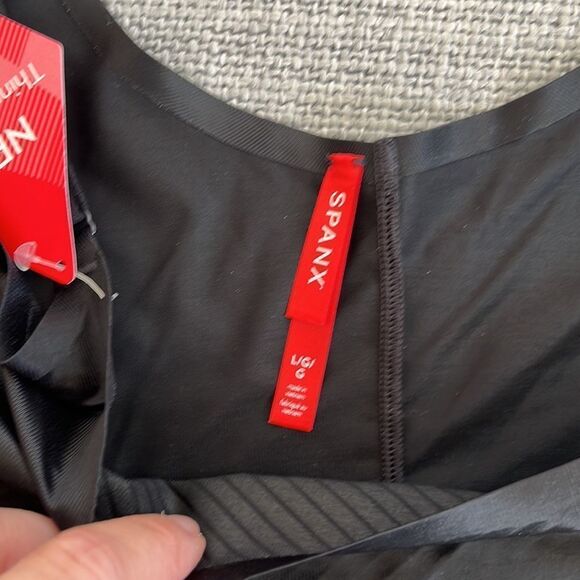 Spanx Black Open Bust Midthigh Bodysuit Size Large - Picture 3 of 10